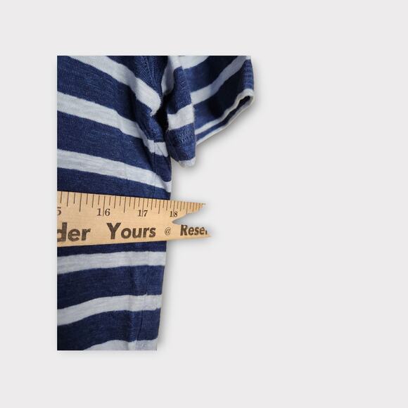NEW Majestic Filatures Womens Blue White Stripe Deluxe Linen Tee Sm Soft Touch - Picture 5 of 8